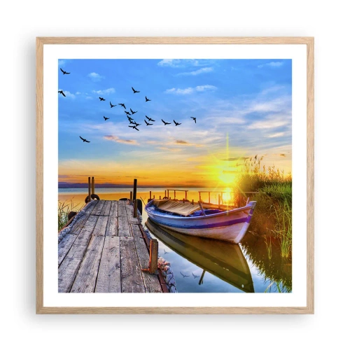 Plakat i ramme af lyst egetræ - Farvel, indtil i morgen - 60x60 cm