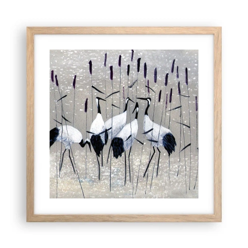 Plakat i ramme af lyst egetræ - Blandt sine egne - 40x40 cm