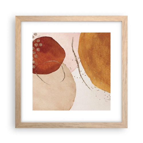 Plakat i ramme af lyst egetræ - Rundhed og bevægelse - 30x30 cm
