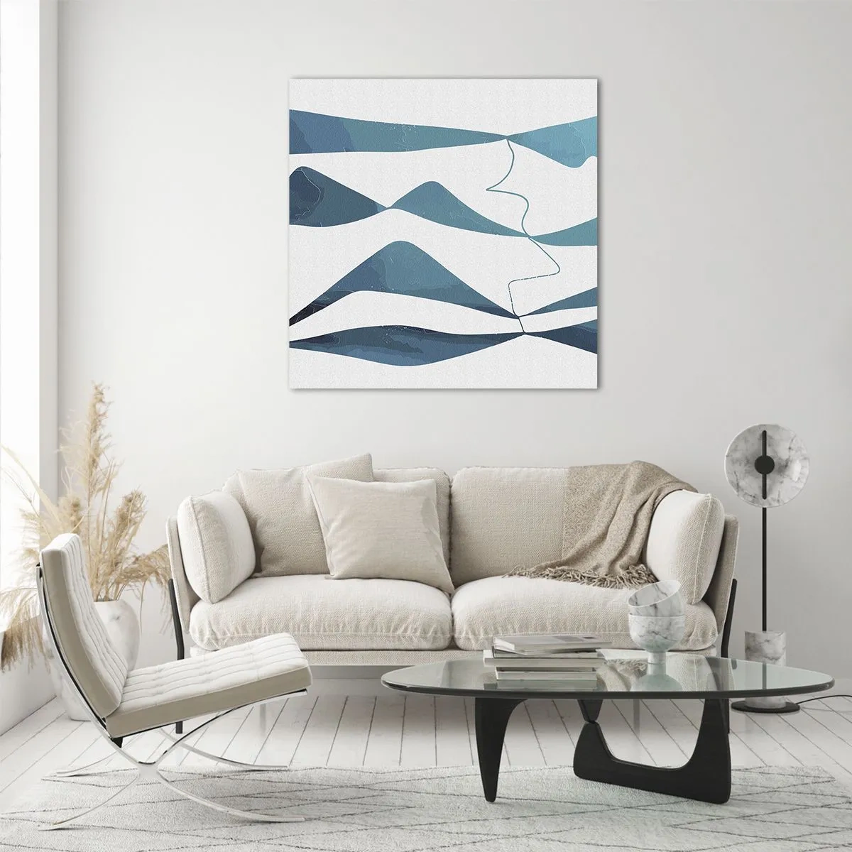 Billede på glas - Abstraktion: en turkis sammensætning - 60x60 cm