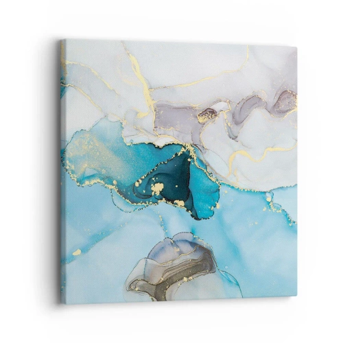 Lærredstryk - Billede på lærred - En undersøgelse af mødet mellem grå og turkis - 30x30 cm