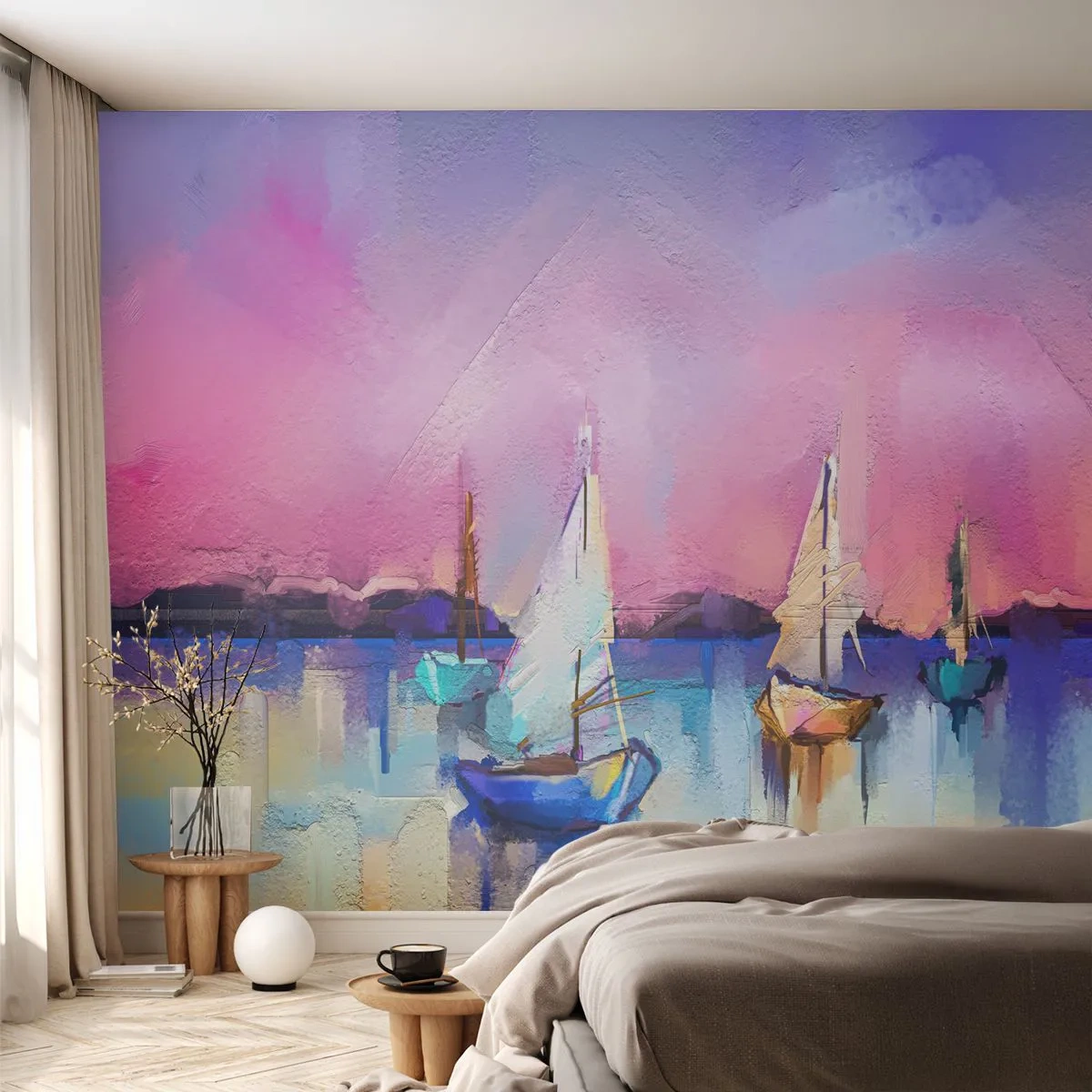 Fototapet Premium Canvas - Retning: brede farvande - Landskab, Sø, Sejlbåd - 100x70 cm