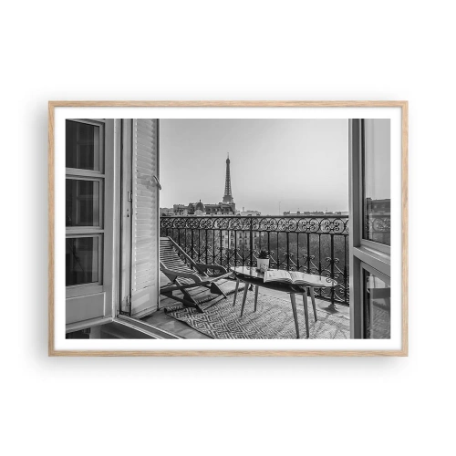 Plakat i ramme af lyst egetræ - Eftermiddag i Paris - 100x70 cm
