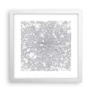 Plakat i hvid ramme - Kort over Londons labyrint - 30x30 cm