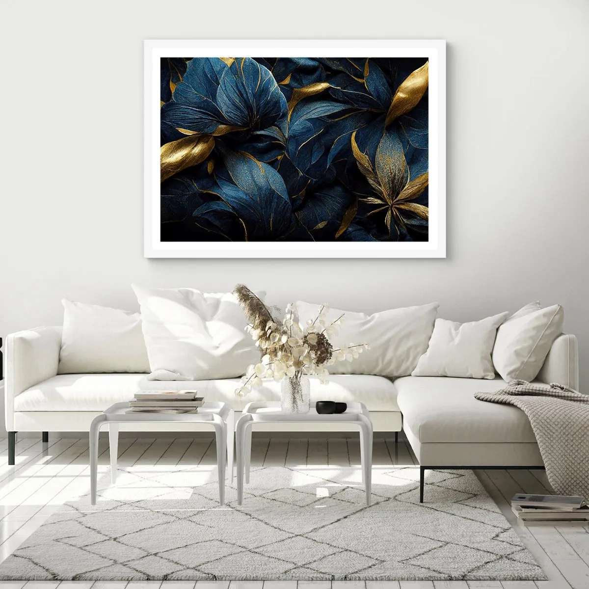 Plakat i hvid ramme - Foret med guld - 100x70 cm