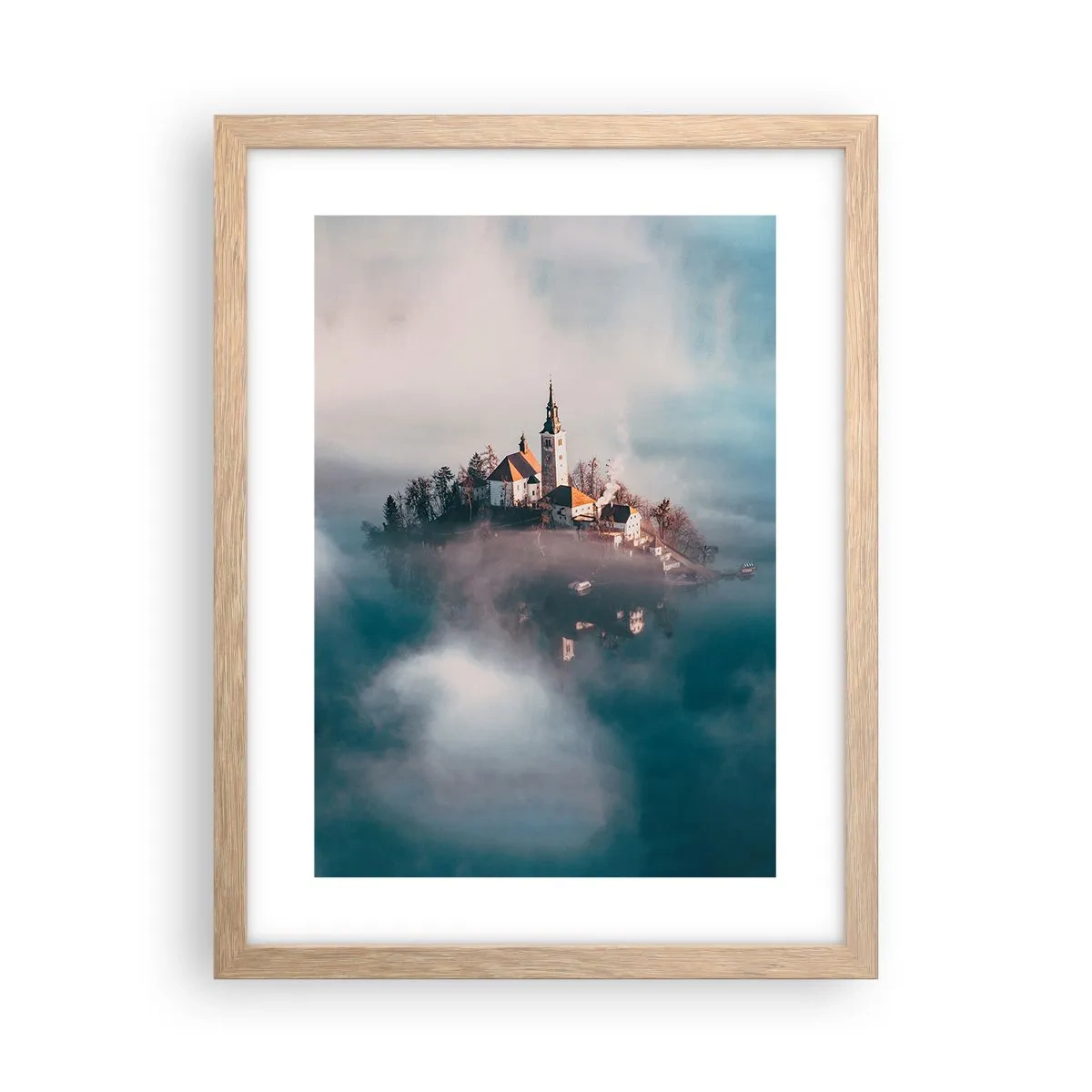 Plakat i ramme af lyst egetræ - Drømmeøen - 30x40 cm