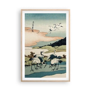 Plakat i ramme af lyst egetræ - I japansk ånd - 61x91 cm