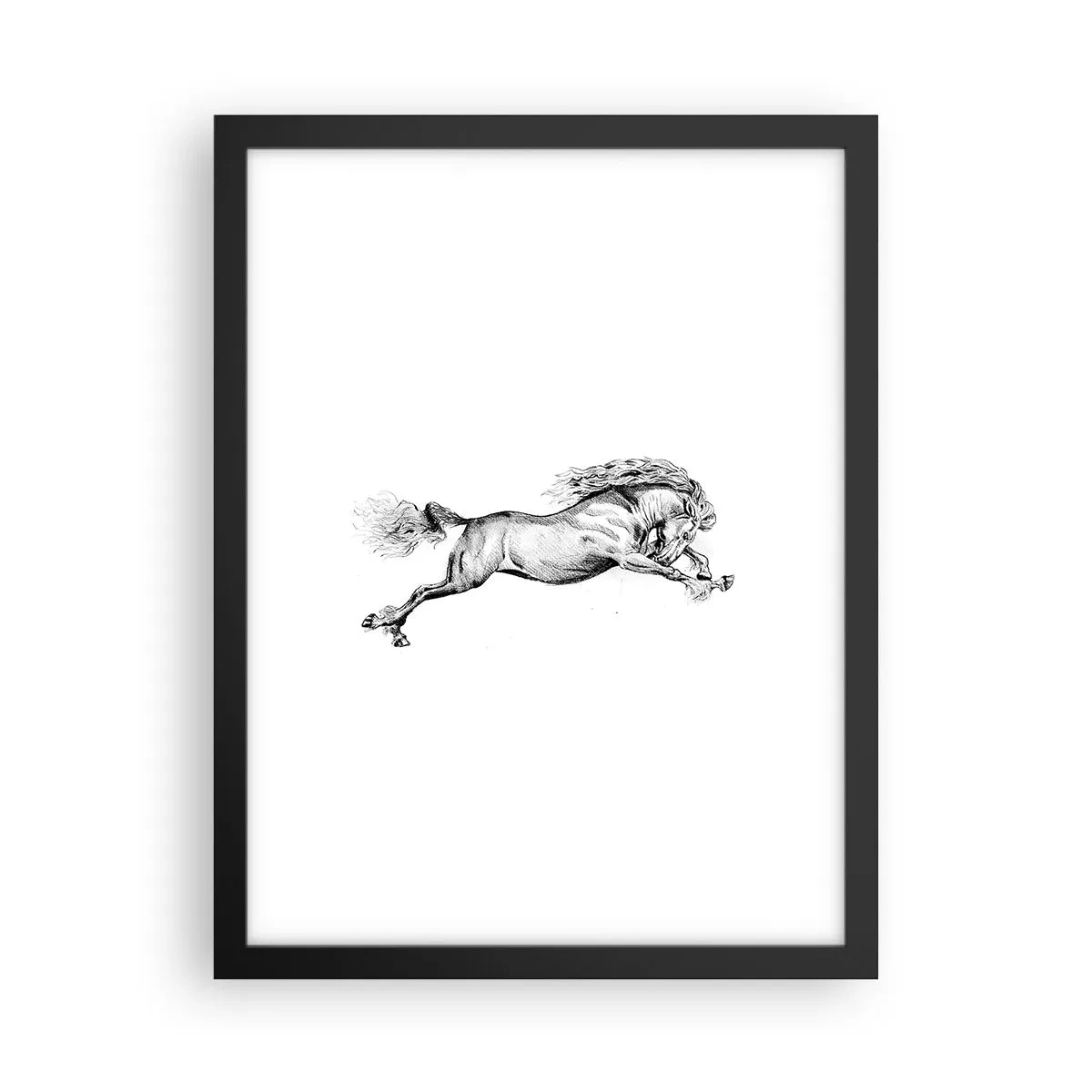Plakat i sort ramme - Stoppet i galop - 30x40 cm