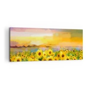Lærredstryk - Billede på lærred - Selve solen er steget ned på jorden - 100x40 cm