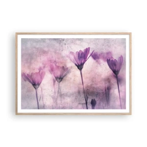Plakat i ramme af lyst egetræ - En drøm af blomster - 100x70 cm