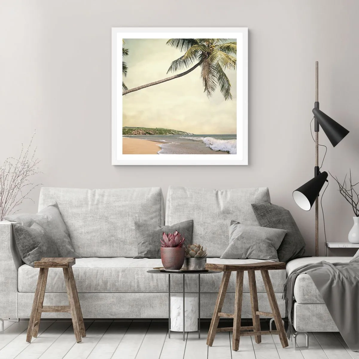 Plakat i hvid ramme - En tropisk drøm - 50x50 cm