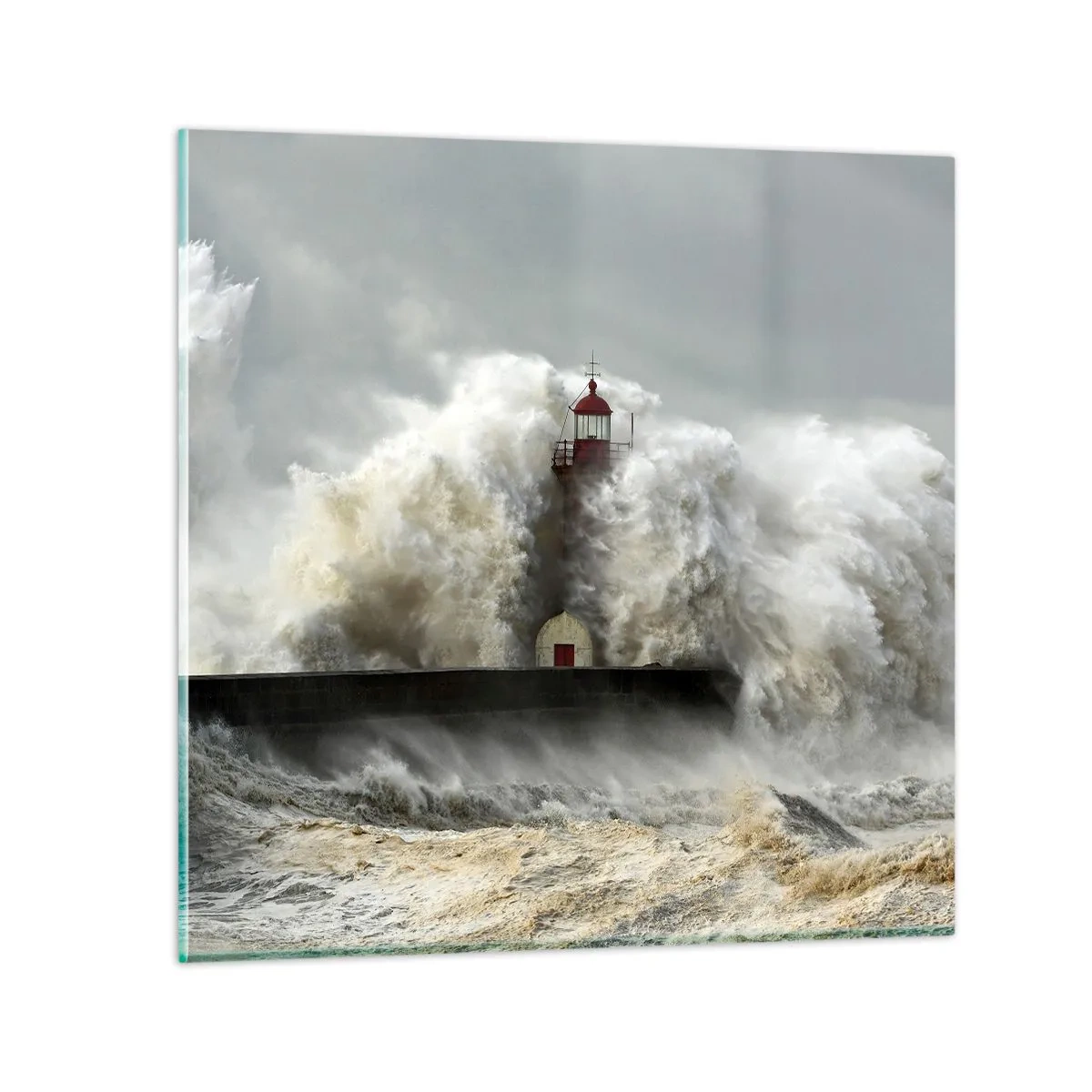 Billede på glas - Havets vrede - 70x70 cm