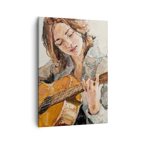 Lærredstryk - Billede på lærred - Koncert for guitar og et pigehjerte - 50x70 cm