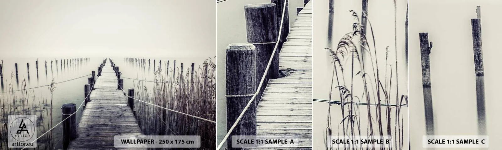 Prøve Fototapet Selvklæbende Deluxe Sticker - Fordyb dig i fred - Bro, Sø, Stilhed - 100x30 cm