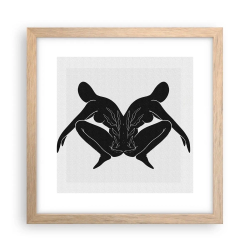 Plakat i ramme af lyst egetræ - En delt sjæl - 30x30 cm