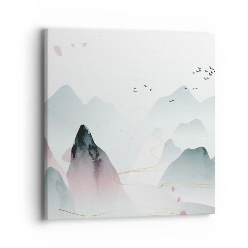 Lærredstryk - Billede på lærred - Over toppene - 40x40 cm
