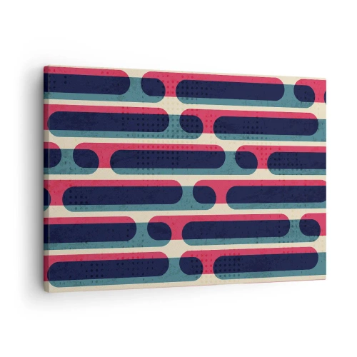 Lærredstryk - Billede på lærred - Geometrisk retro mønster med pastelfarver - 70x50cm - Indad og fremad - Moderne vægdekoration til stue og soveværelse ARTTOR