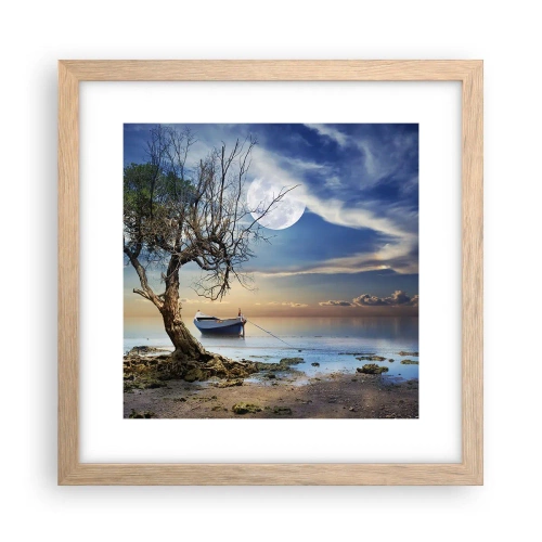 Plakat i ramme af lyst egetræ - Er dette enden eller begyndelsen? - 30x30 cm