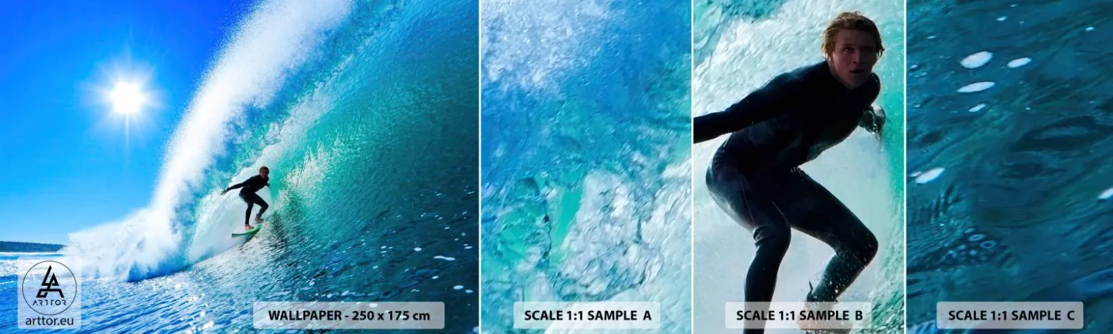 Fototapet Prøve Standard Eco - Gennem den store blå - Sport, Surfer, Hav - 100x30 cm