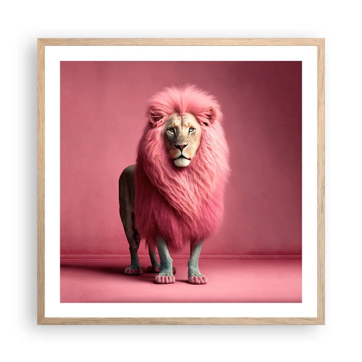 Plakat i ramme af lyst egetræ - Og du er ikke længere bange - 60x60 cm