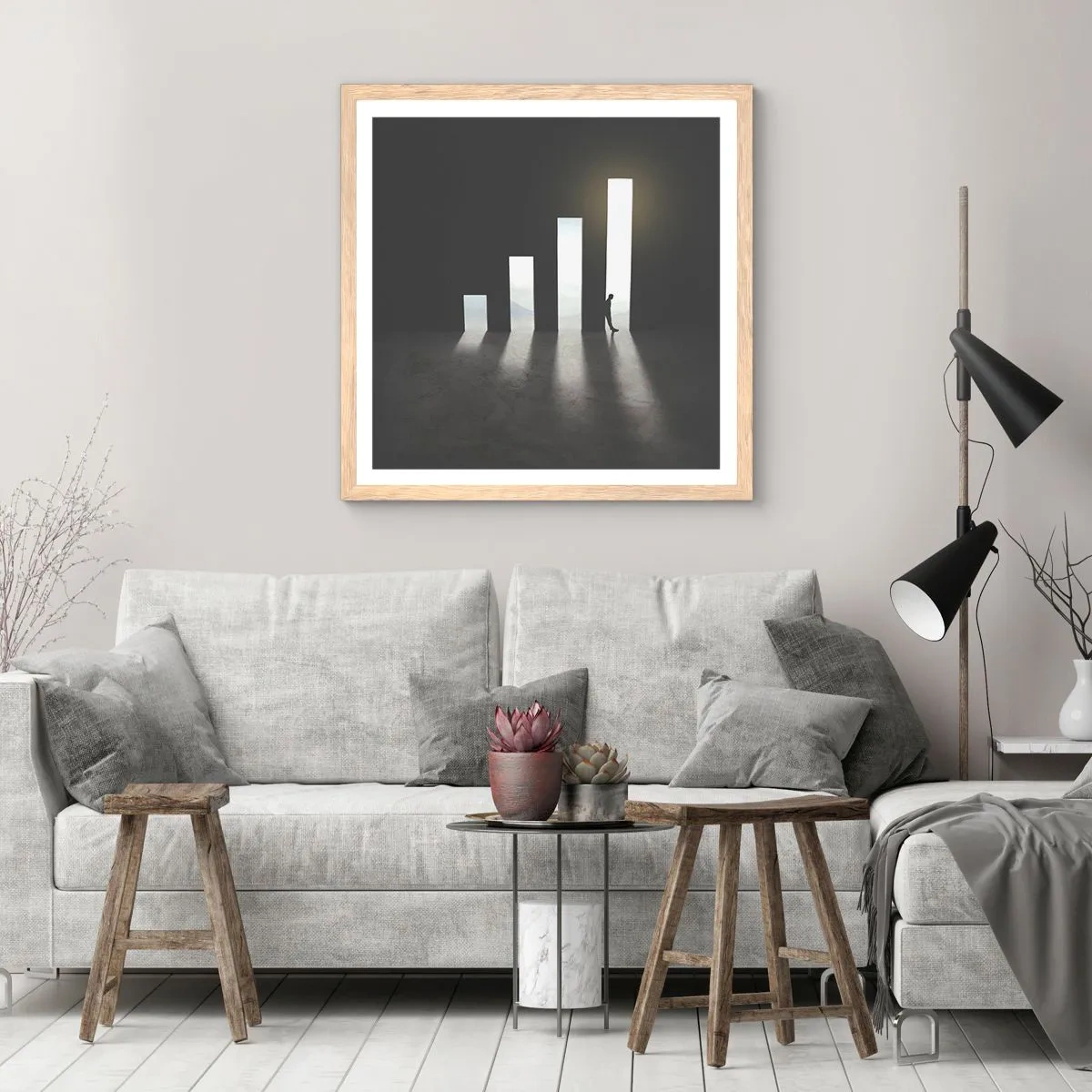 Plakat i ramme af lyst egetræ - Succes - et indtryk - 30x30 cm