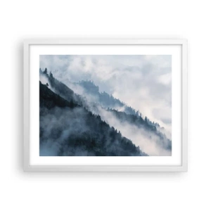 Plakat i hvid ramme - Bjergenes mystik - 50x40 cm