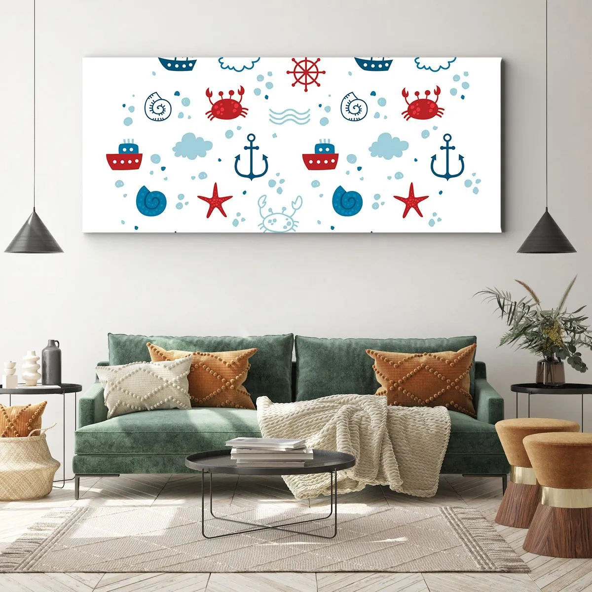 Lærredstryk - Billede på lærred - En fortælling om havet - 120x50 cm