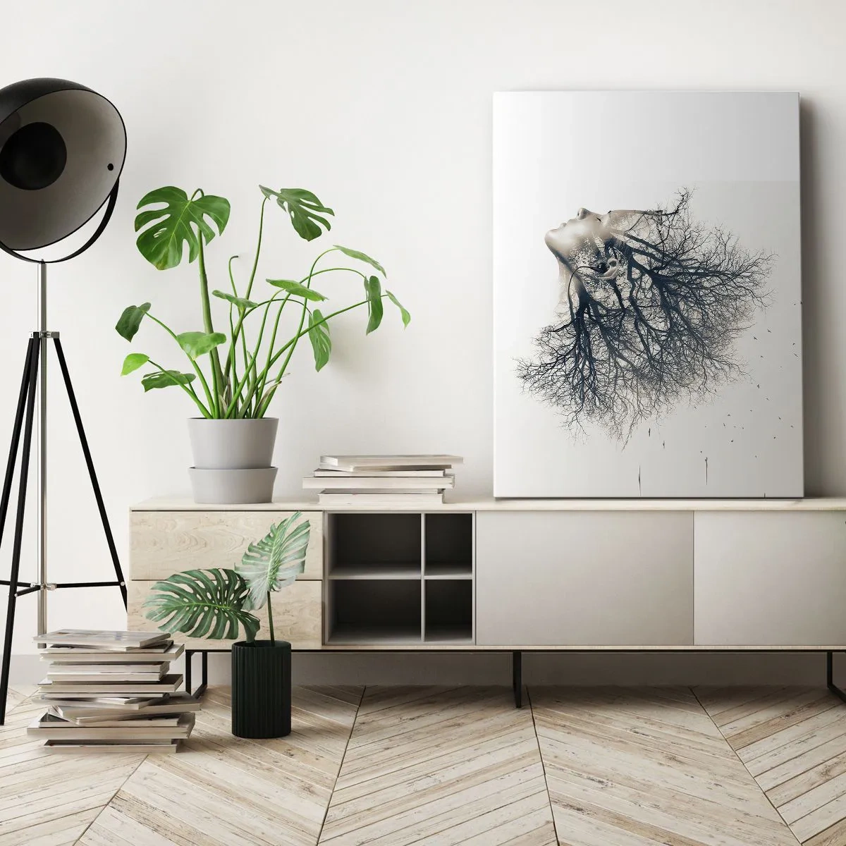 Lærredstryk - Billede på lærred - Lyttede til træets hvisken - 50x70 cm