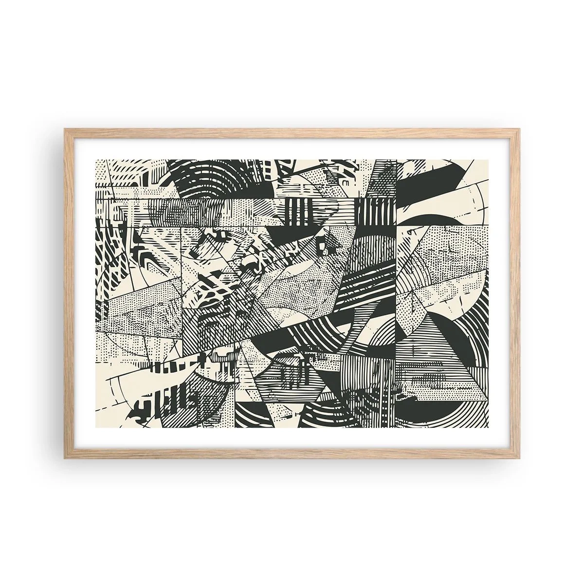 Plakat i ramme af lyst egetræ - Nutidens dynamik - 70x50 cm