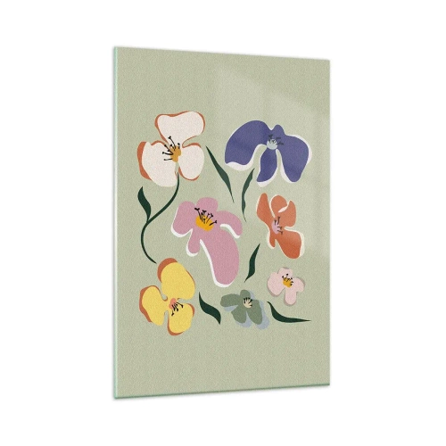 Billede på glas - Stedmoderblomster med et twist - 80x120 cm