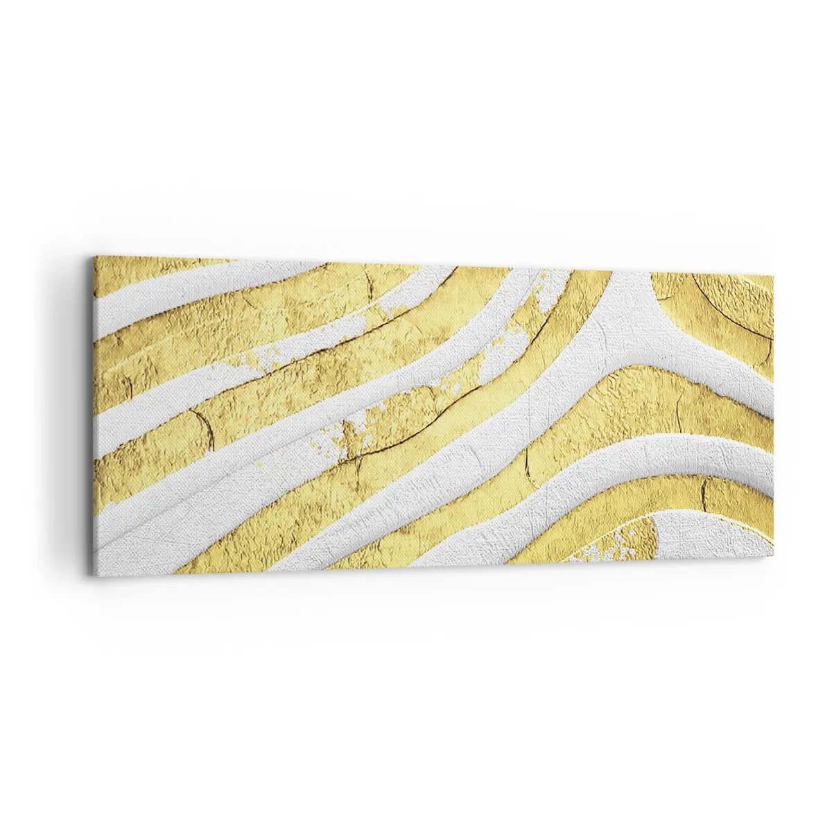 Lærredstryk - Billede på lærred - Sammensætning i hvidt og guld - 120x50 cm