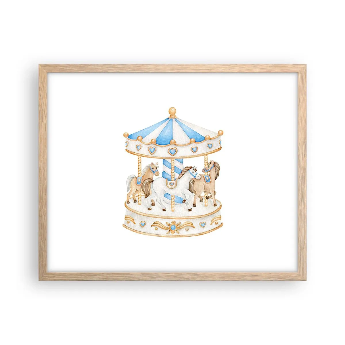 Plakat i ramme af lyst egetræ - Sød barndom - 50x40 cm