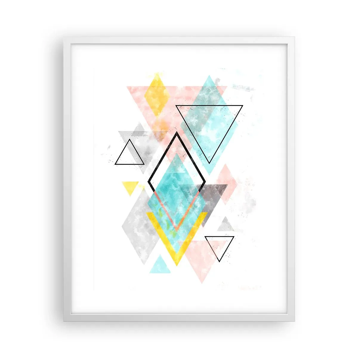 Plakat i hvid ramme - Geometrisk leg - 40x50 cm