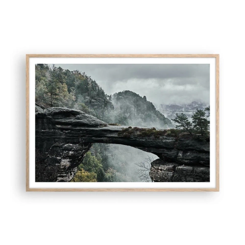 Plakat i ramme af lyst egetræ - Eventyret er ved at begynde - 100x70 cm