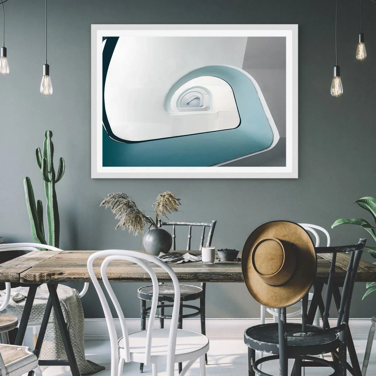 Plakat i hvid ramme - Til bunden af det blå - 91x61 cm