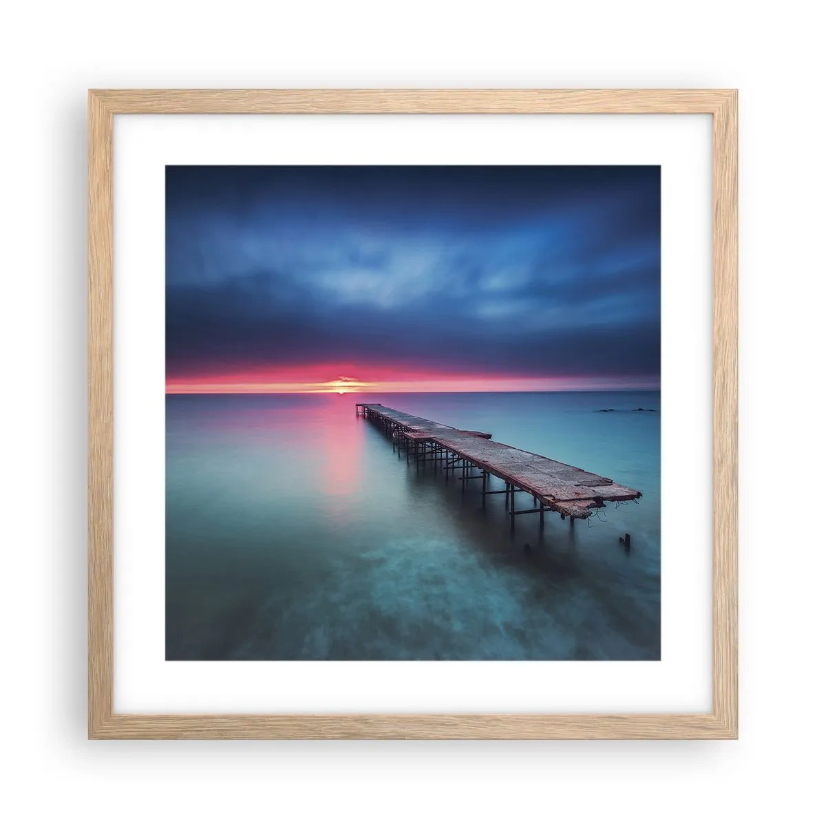 Plakat i ramme af lyst egetræ - Mellem himmel og jord - 40x40 cm