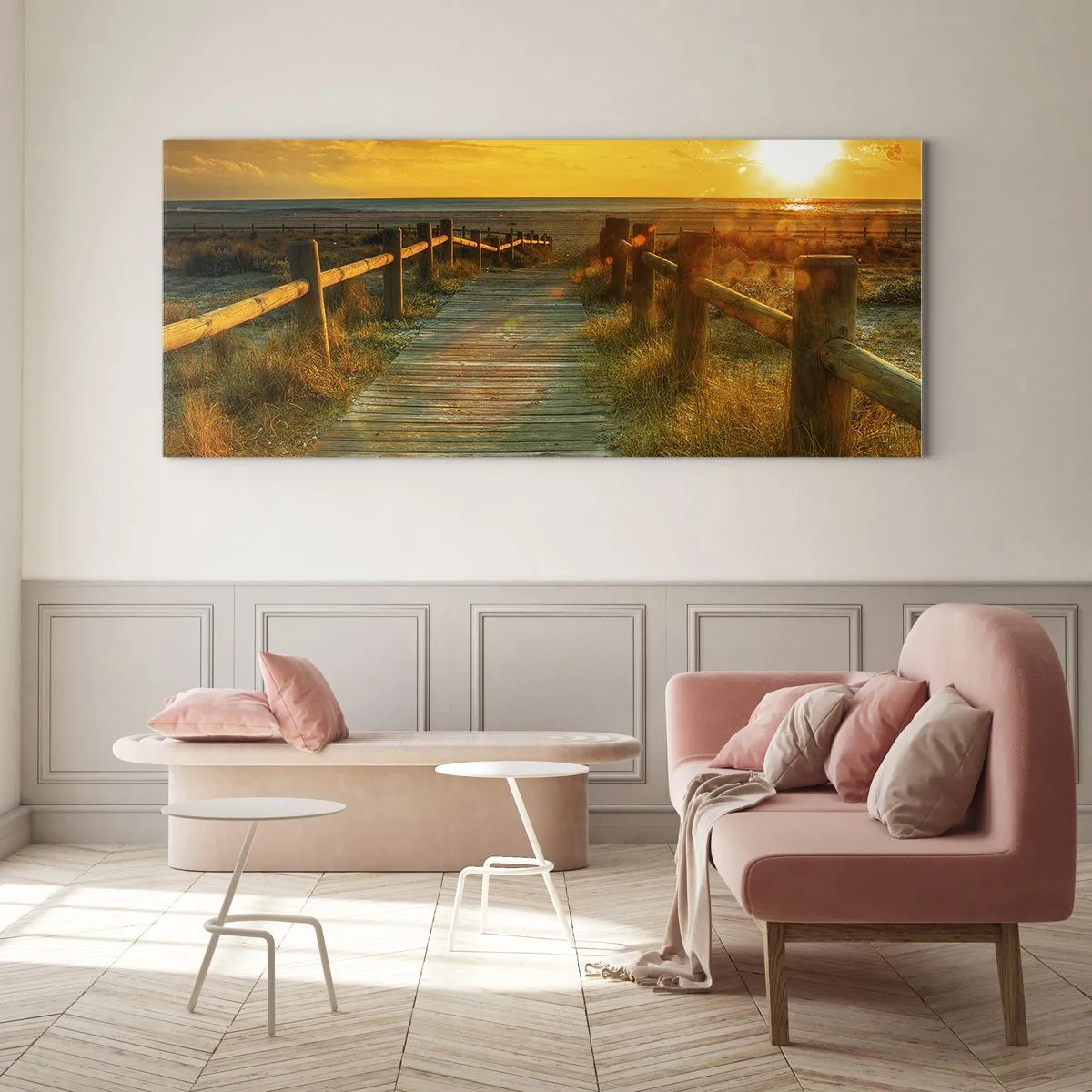 Billede på glas - Badet i gammelt guld - 90x30 cm