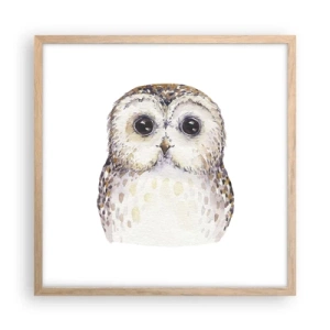 Plakat i ramme af lyst egetræ - Se mig i øjnene - 50x50 cm