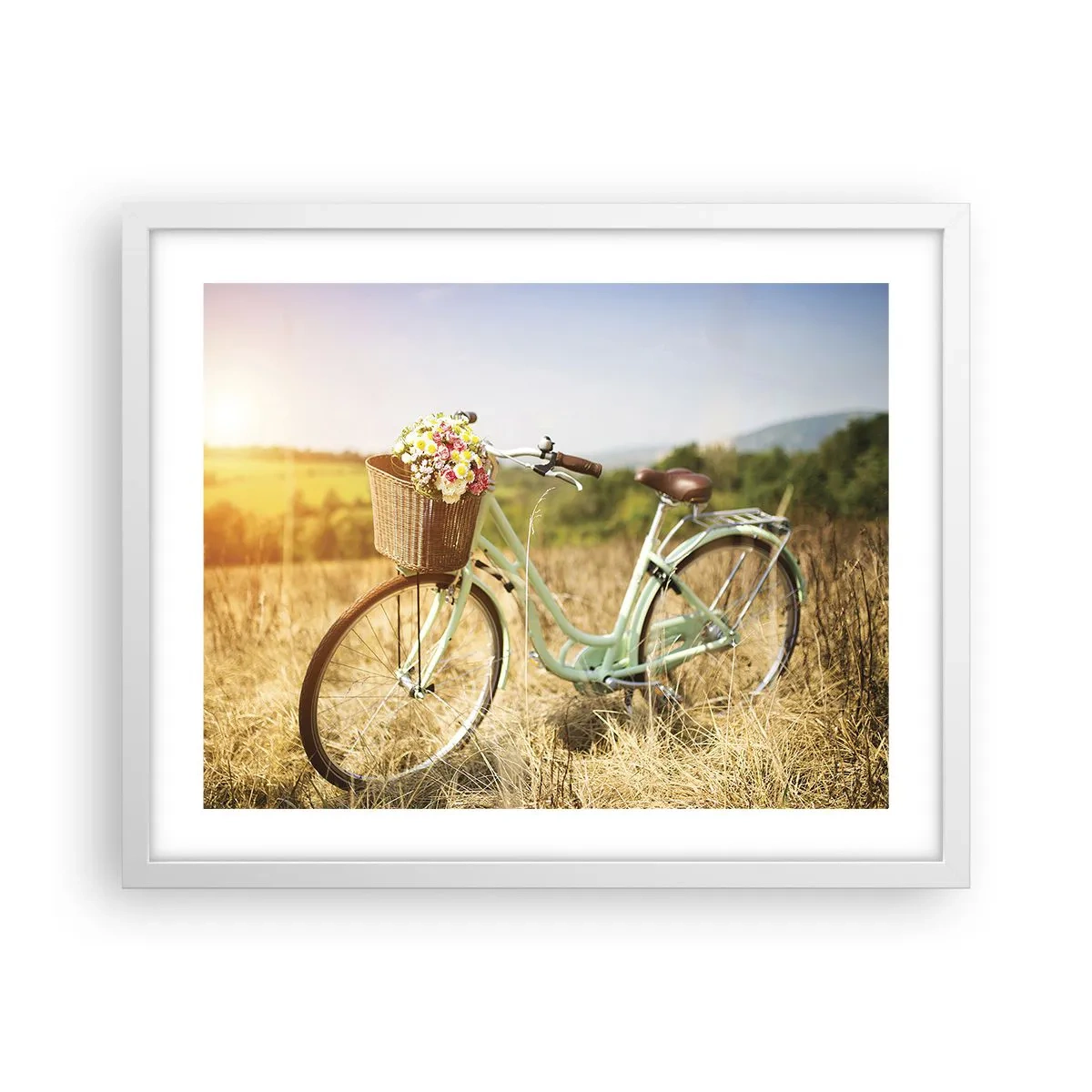 Plakat i hvid ramme - Jeg bliver her et stykke tid - 50x40 cm