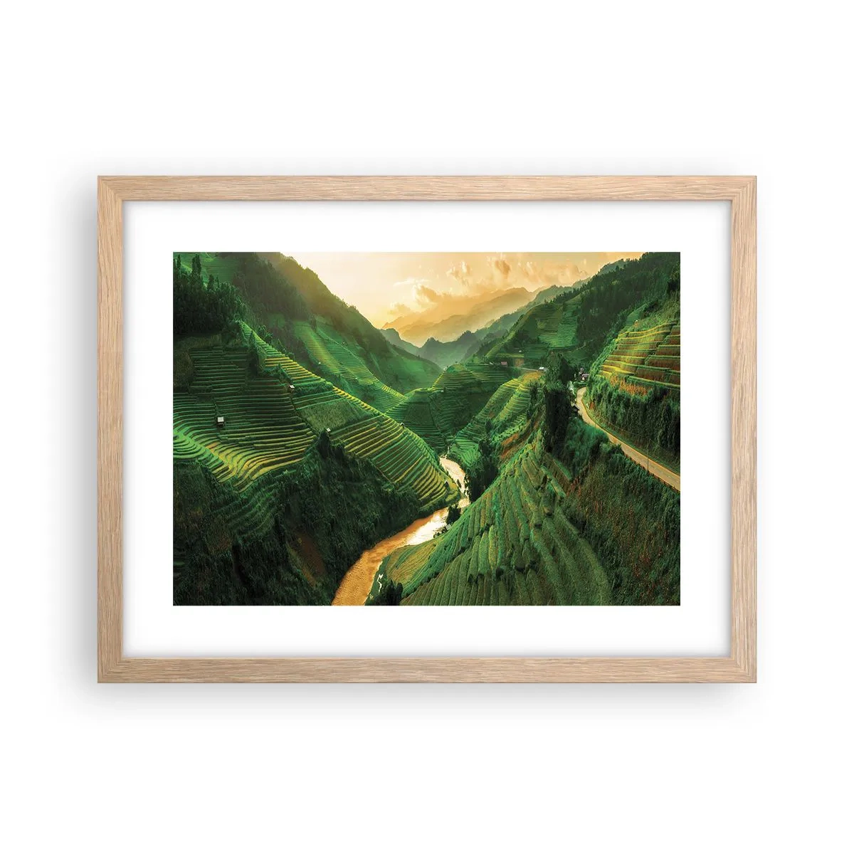 Plakat i ramme af lyst egetræ - Vietnamesisk dal - 40x30 cm
