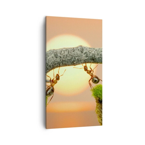 Lærredstryk - Billede på lærred - Glædeligt, fælles arbejde - 45x80 cm