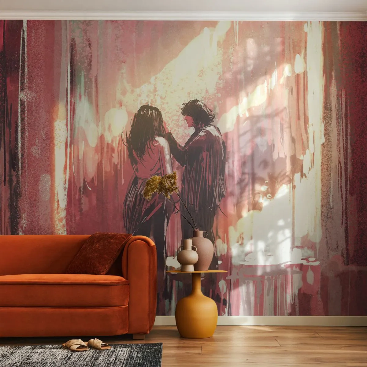 Fototapet Standard Eco - Kærlighedens evige skuespil - Abstraktion, Kvinde, Elsker - 200x140 cm