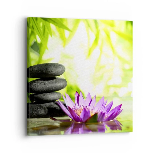 Lærredstryk - Billede på lærred - I en bambushytte - 30x30 cm