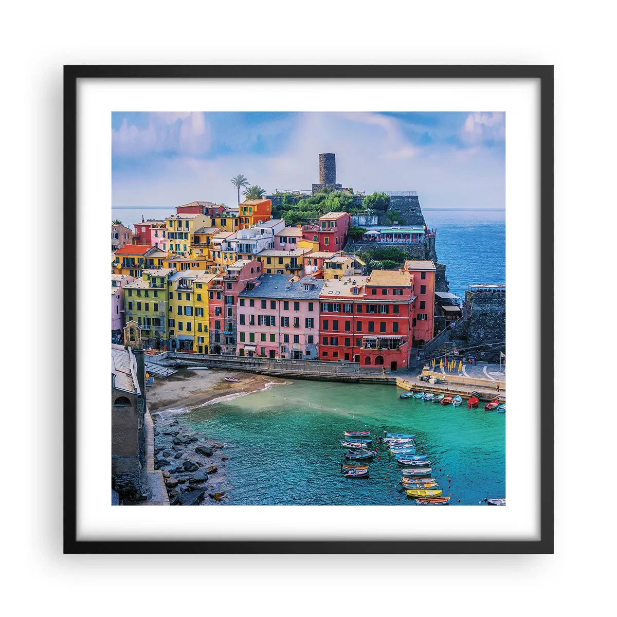 Plakat i sort ramme - Middelhavets magiske by - 50x50 cm