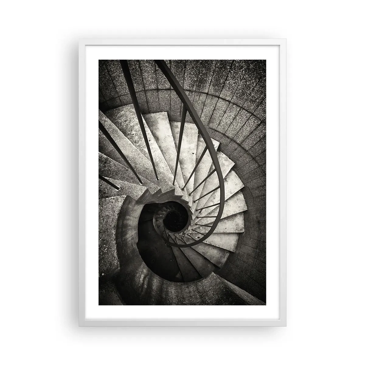 Plakat i hvid ramme - Op ad trapperne, ned ad trapperne - 50x70 cm