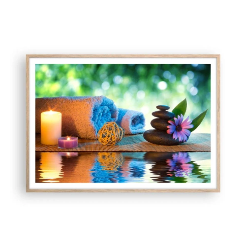 Plakat i ramme af lyst egetræ - Tid til kroppen - 100x70 cm