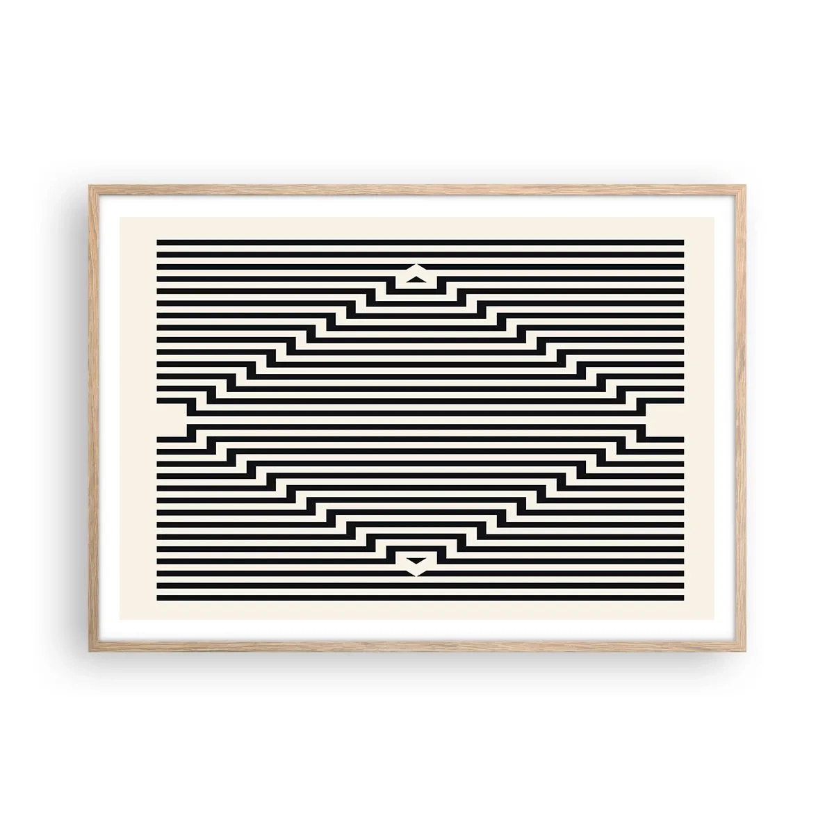 Plakat i ramme af lyst egetræ - Geometrisk illusion - 100x70 cm