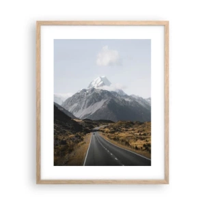 Plakat i ramme af lyst egetræ - Vejen til hjerte - 40x50 cm