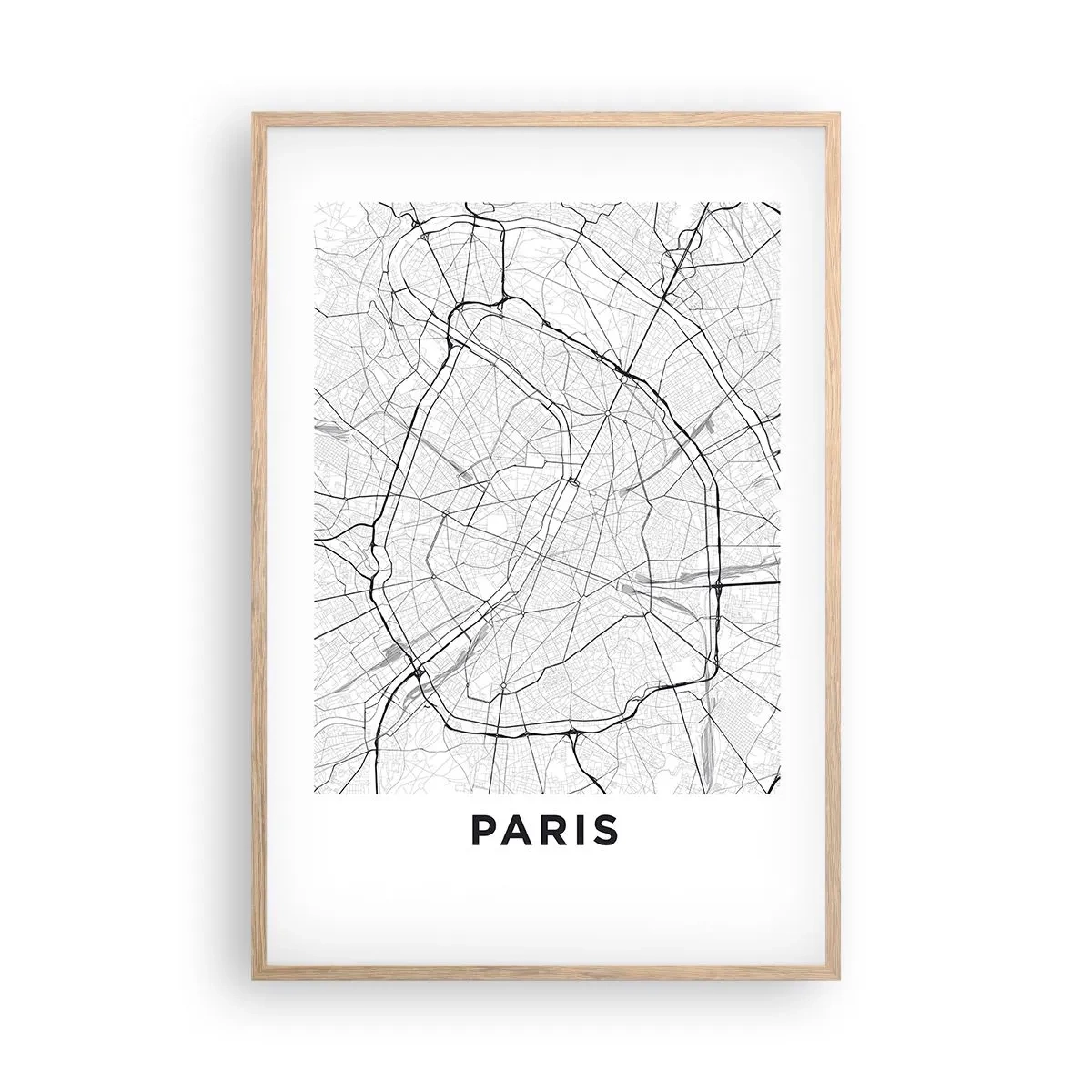 Plakat i ramme af lyst egetræ - Paris' blomst - 61x91 cm
