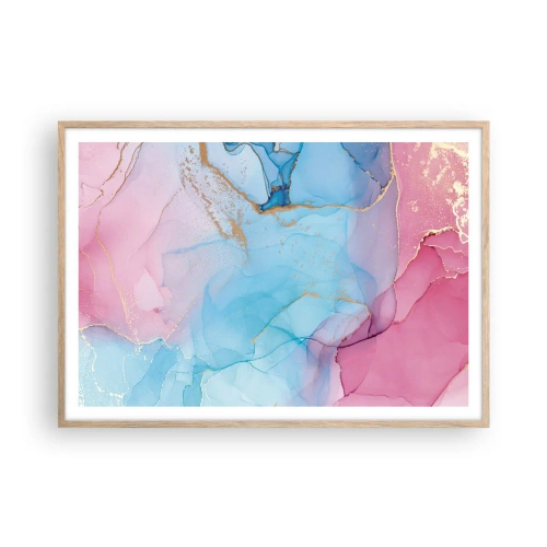 Plakat i ramme af lyst egetræ - Møde og gennemtrængning - 100x70 cm